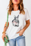 White Bunny Embroidered Bow Graphic Tee Aaria Tees