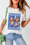 White Rugby Bowknot GAME DAY Graphic Tee Aaria Tees