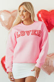 Pink LOVER Puff Print Drop Shoulder Pullover Sweatshirt - Aaria Tees Aaria Tees