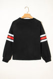 Black Varsity Spirit Striped 89 Graphic Casual Sweatshirt Aaria Tees