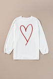White Glittering Heart Printed Corded Valentines Pullover Sweatshirt - Aaria Tees Aaria Tees