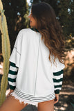 White Stripe Bowknot Patched Pattern Contrast Stitching Pullover Trendy Sweatshirt Aaria Tees