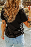 Black Western Fashion Geometric Embroidered T Shirt Aaria Tees