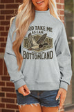 Gray Exposed Seam Mock Neck Western Print Duck Sweatshirt - Aaria Tees Aaria Tees