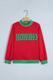 Sail Blue Polka Dot Letter Print Contrast Trim Mock Neck Sweatshirt - Aaria Tees Aaria Tees