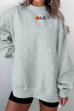 Gray hello fall Embroidered Pumpkin Detail Mock Neck Sweatshirt - Aaria Tees Aaria Tees