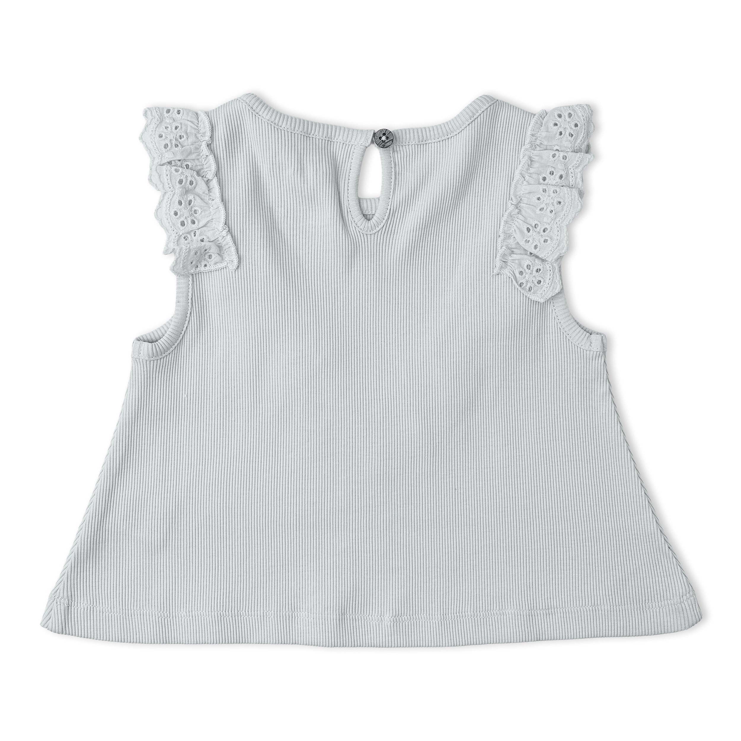Organic Ruffle Top & Shorts Set - Fog - Aaria Tees Aaria Tees