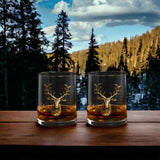 Gold Stag Deer Whiskey Glasses Aaria Tees
