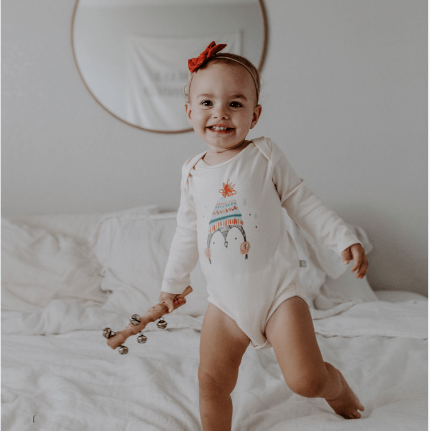 graphic bodysuit | holiday penguin (long sleeve) - Aaria Tees Aaria Tees