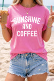 Sachet Pink SUNSHINE AND COFFEE Summer Beachwear Graphic Tee Aaria Tees