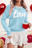 Pink Valentine Love Chenille Letter Graphic Sweater - Aaria Tees Aaria Tees