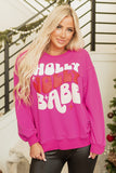 Rose Red Christmas Holly Jolly Babe Graphic Oversized Sweatshirt - Aaria Tees Aaria Tees