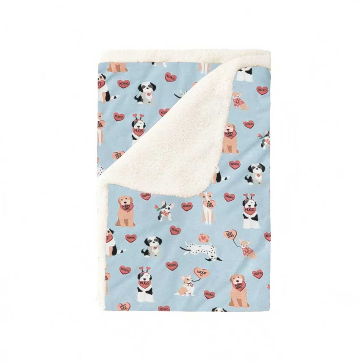 Pups & Kisses (Dream Luxe Blanket) - Blue - Aaria Tees