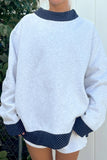 Light Grey Polka Dot Contrast Trim JESUS Letter Graphic Sweatshirt Aaria Tees