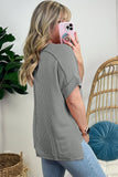 Medium Grey Sequin Baseball Pattern Corded Crewneck T Shirt Aaria Tees