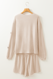 Parchment Thanksgiving Sequined Turkey Corded Knit Loose Fit Shorts Set - Aaria Tees Aaria Tees