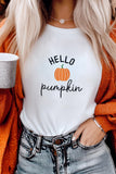 White Embroidered Pumpkin Slogan Short Sleeve T-Shirt - Aaria Tees Aaria Tees