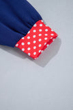 Sail Blue Polka Dot Letter Print Contrast Trim Mock Neck Sweatshirt - Aaria Tees Aaria Tees