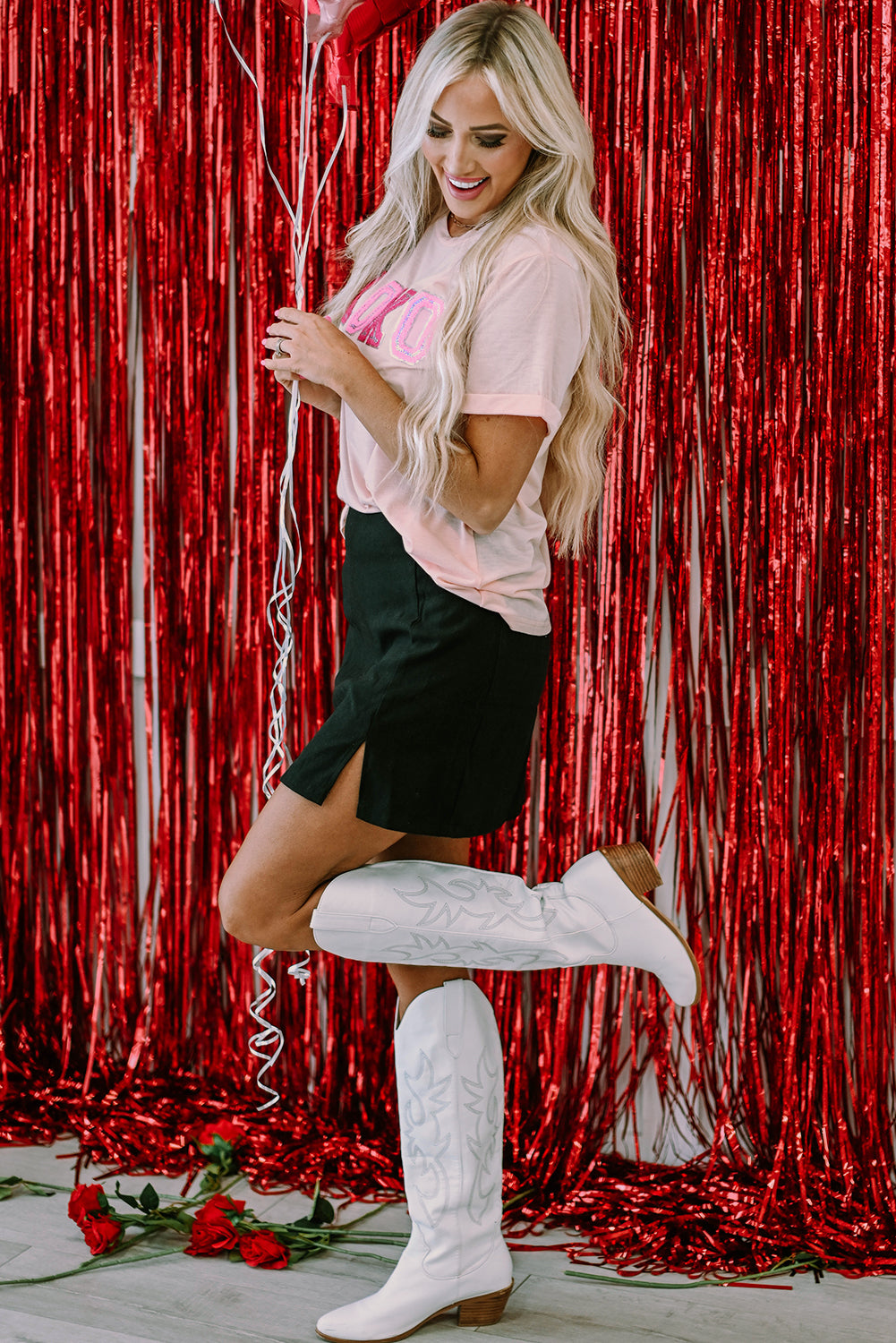 Pink Valentines Shiny XOXO Graphic T-shirt - Aaria Tees Aaria Tees