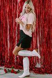 Pink Valentines Shiny XOXO Graphic T-shirt - Aaria Tees Aaria Tees
