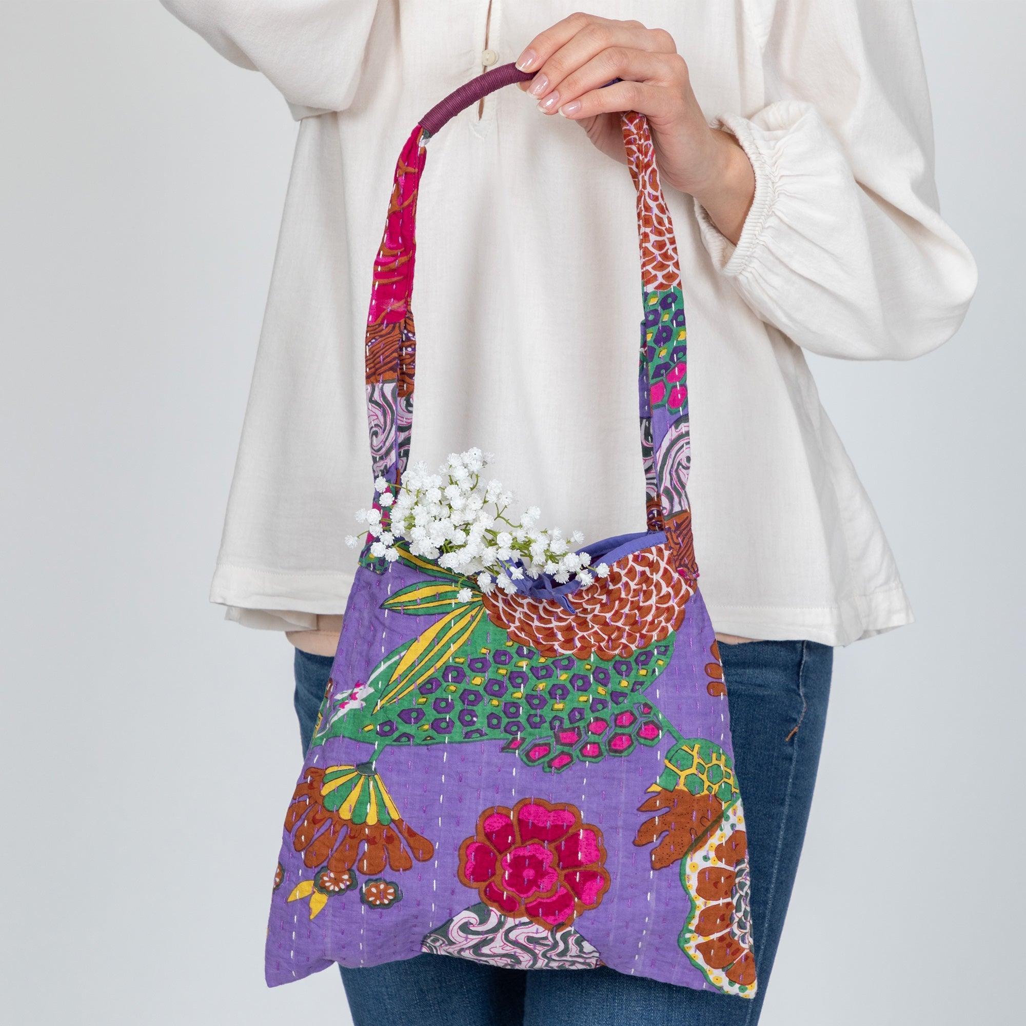 Hand Stitched Kantha Hobo Bag - Aaria Tees Aaria Tees