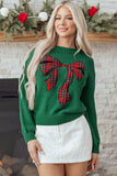 Monamara Bow Graphic Christmas Sweater - Aaria Tees Aaria Tees