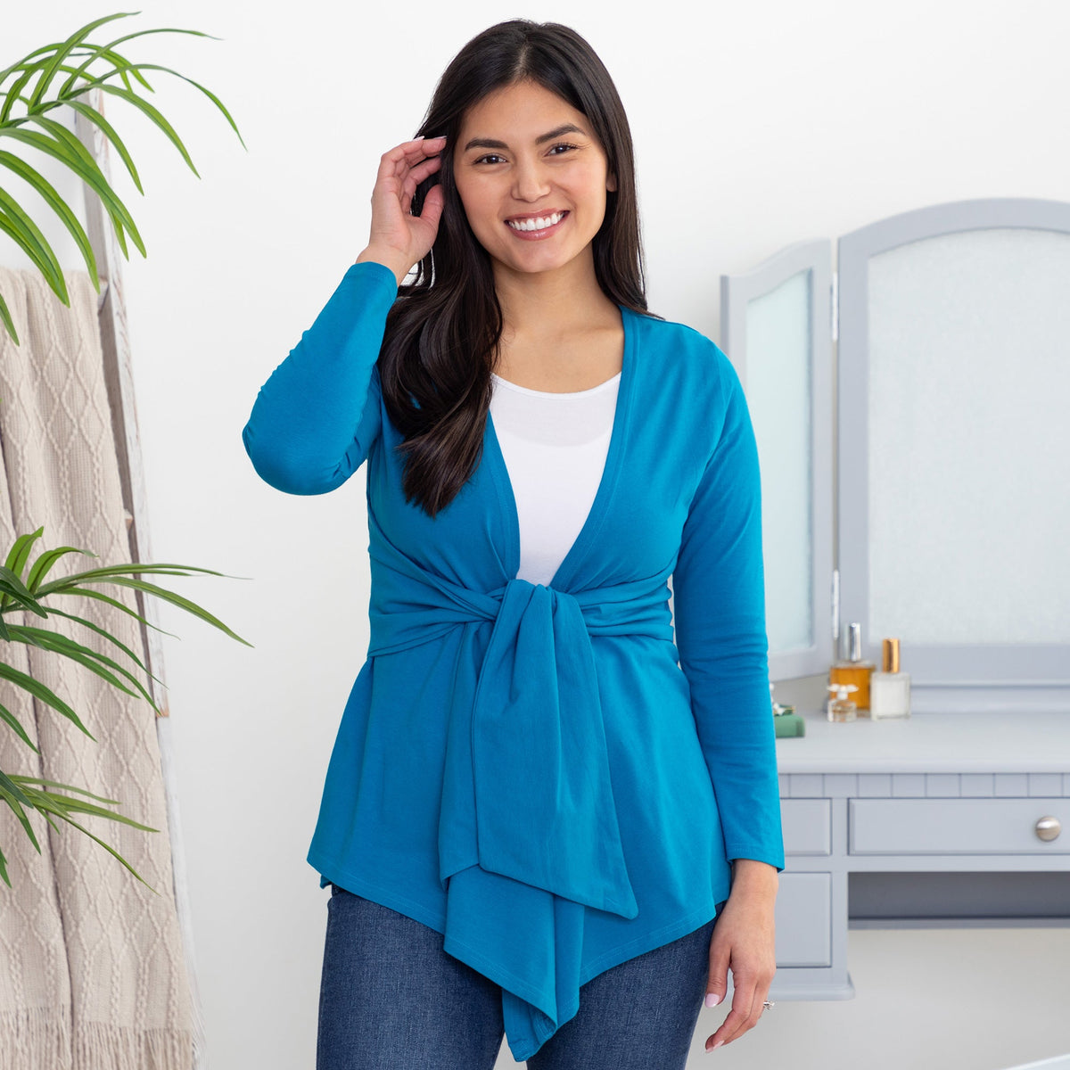 Bright Organic Drape Tie Cardigan - Aaria Tees