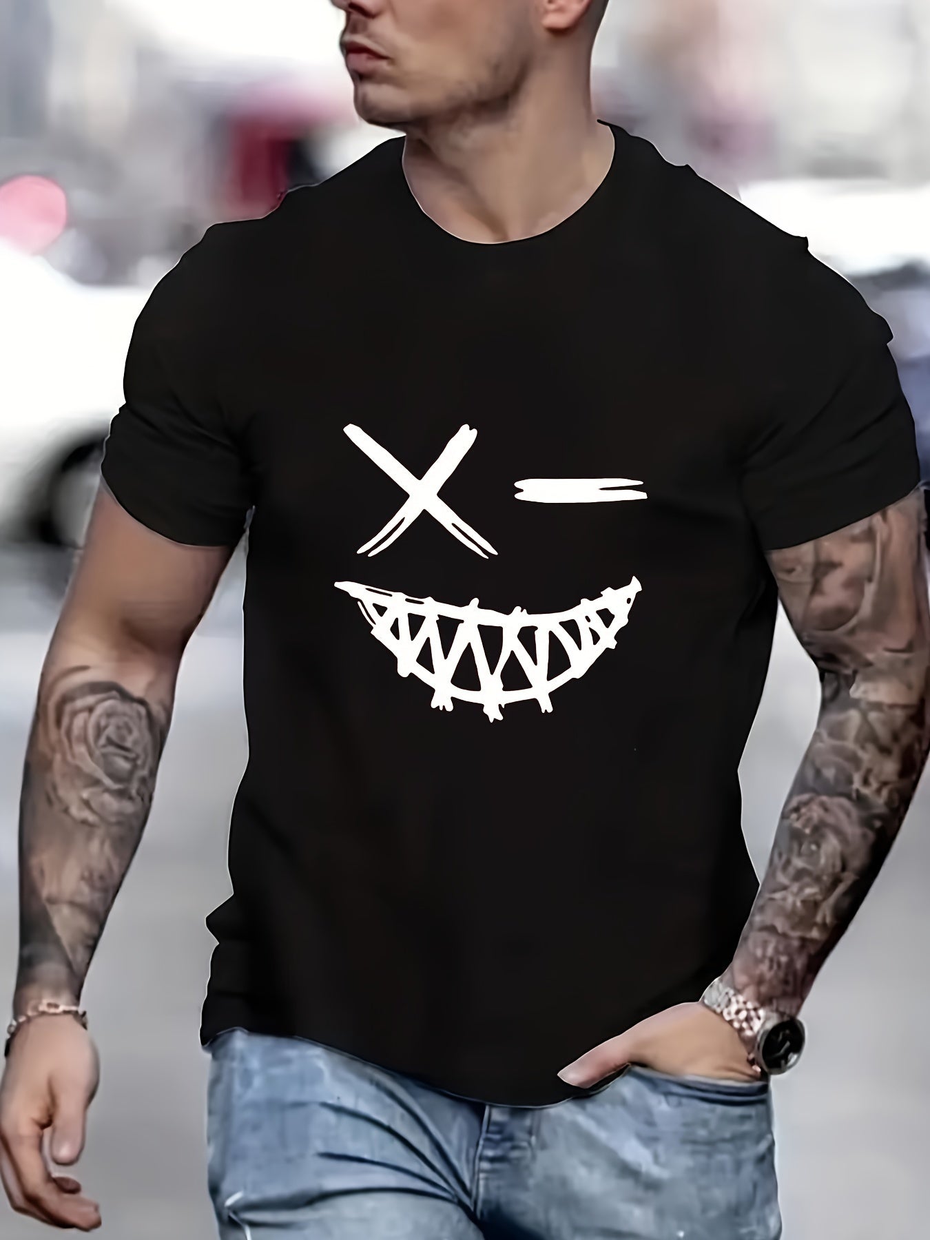 Evil Smile Face Shirt for Men – Trendy Summer Streetwear Tee - Aaria Tees Aaria Tees