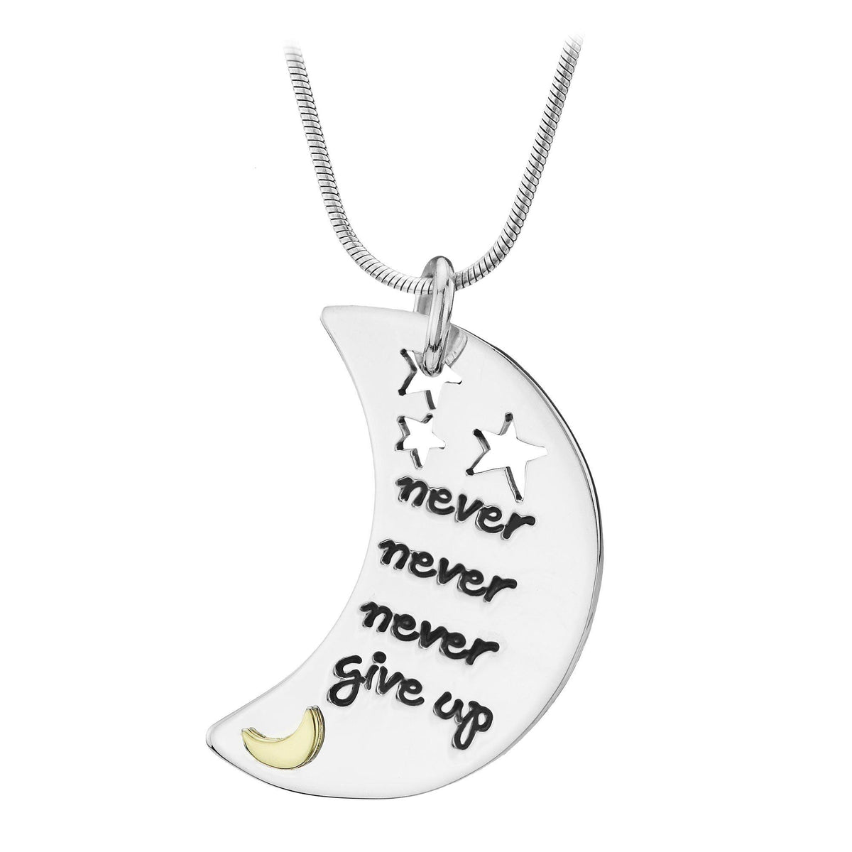 Never Never Never Give Up Sterling Necklace - Aaria Tees