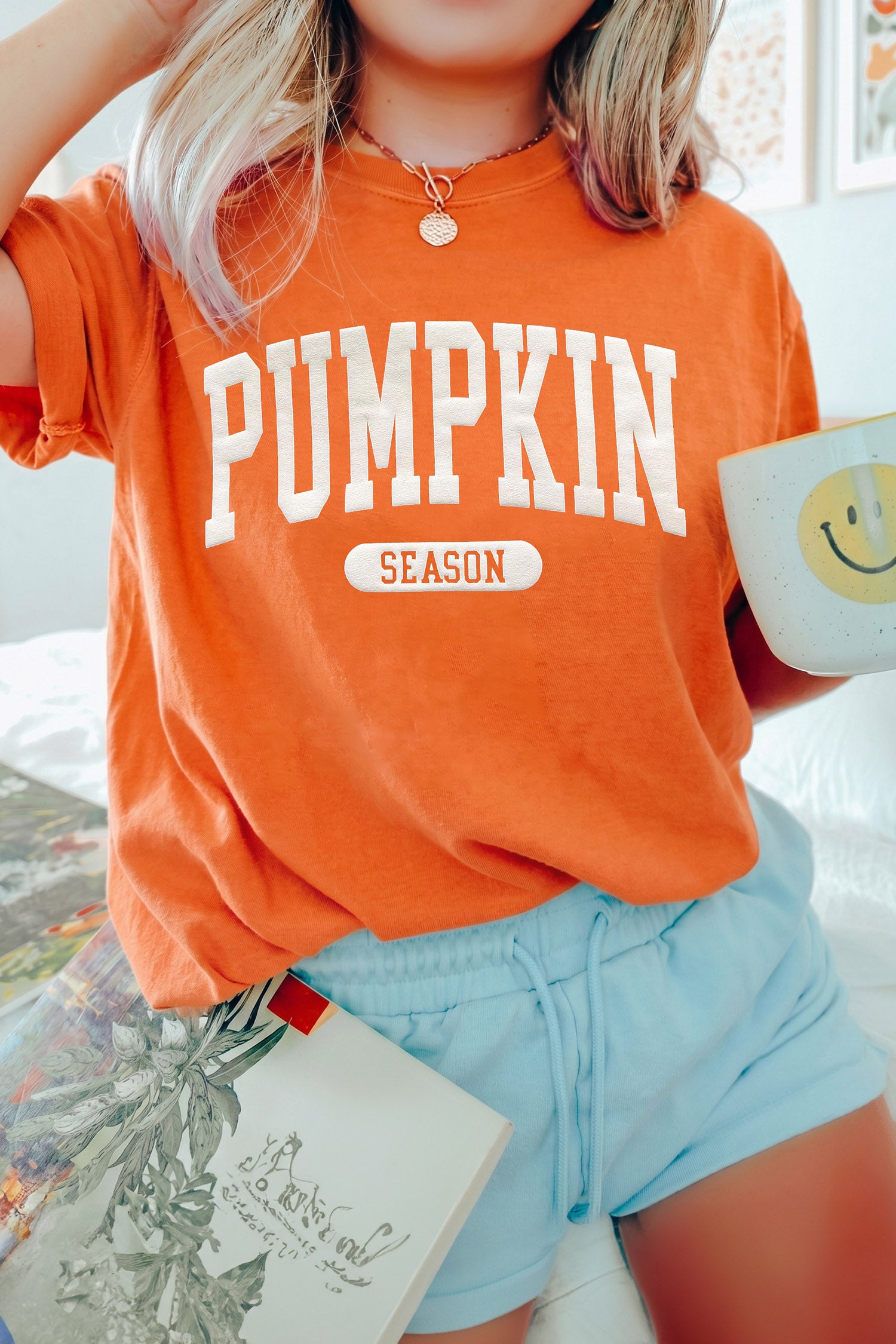 Orange PUMPKIN SEASON Letter Print Relaxed T Shirt - Aaria Tees Aaria Tees