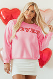 Pink LOVER Puff Print Drop Shoulder Pullover Sweatshirt - Aaria Tees Aaria Tees
