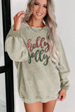 Green Sequined holly jolly Graphic Corded Sweatshirt Aaria Tees