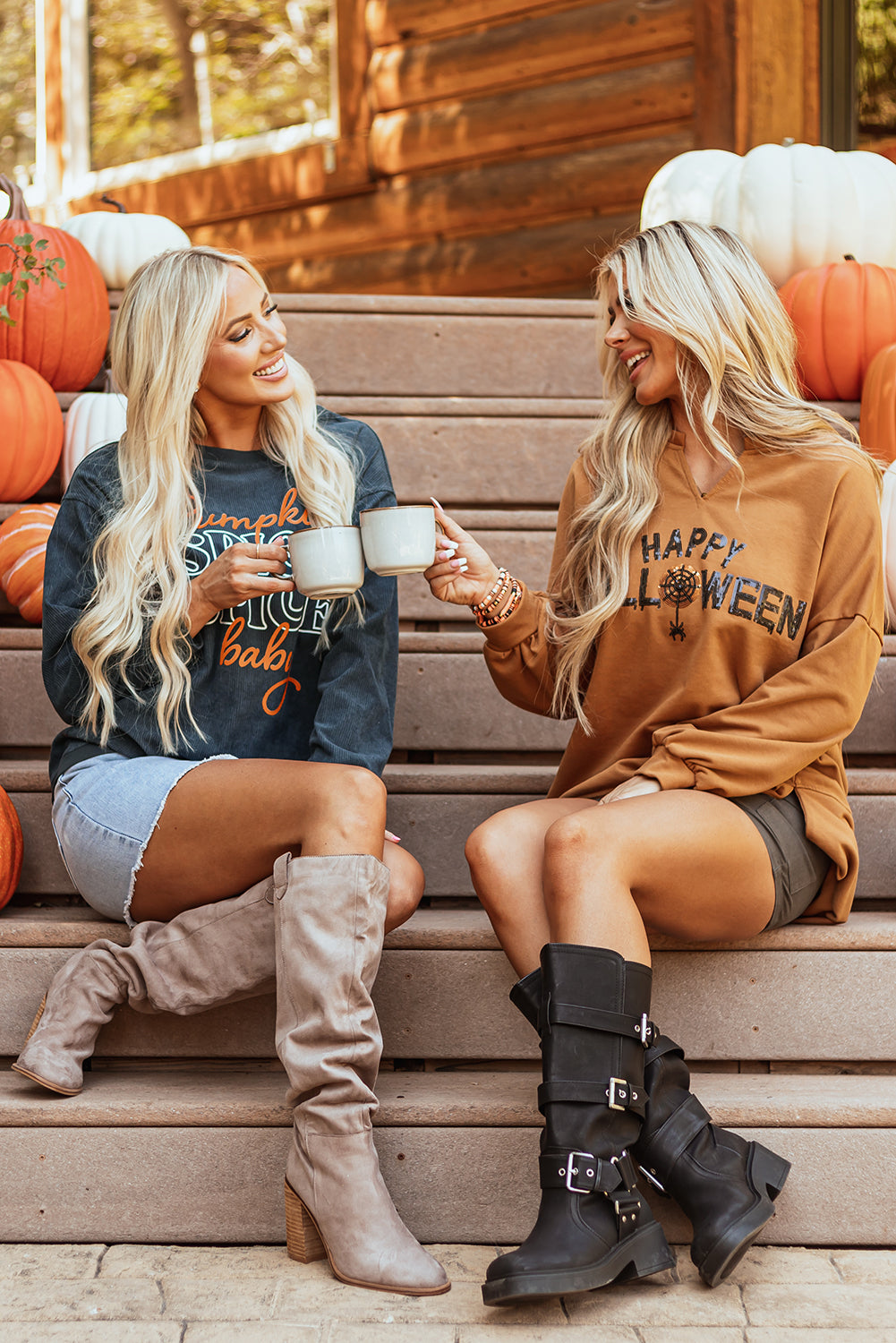 Dark Grey Pumpkin Spice Baby Graphic Textured Sweatshirt - Aaria Tees Aaria Tees