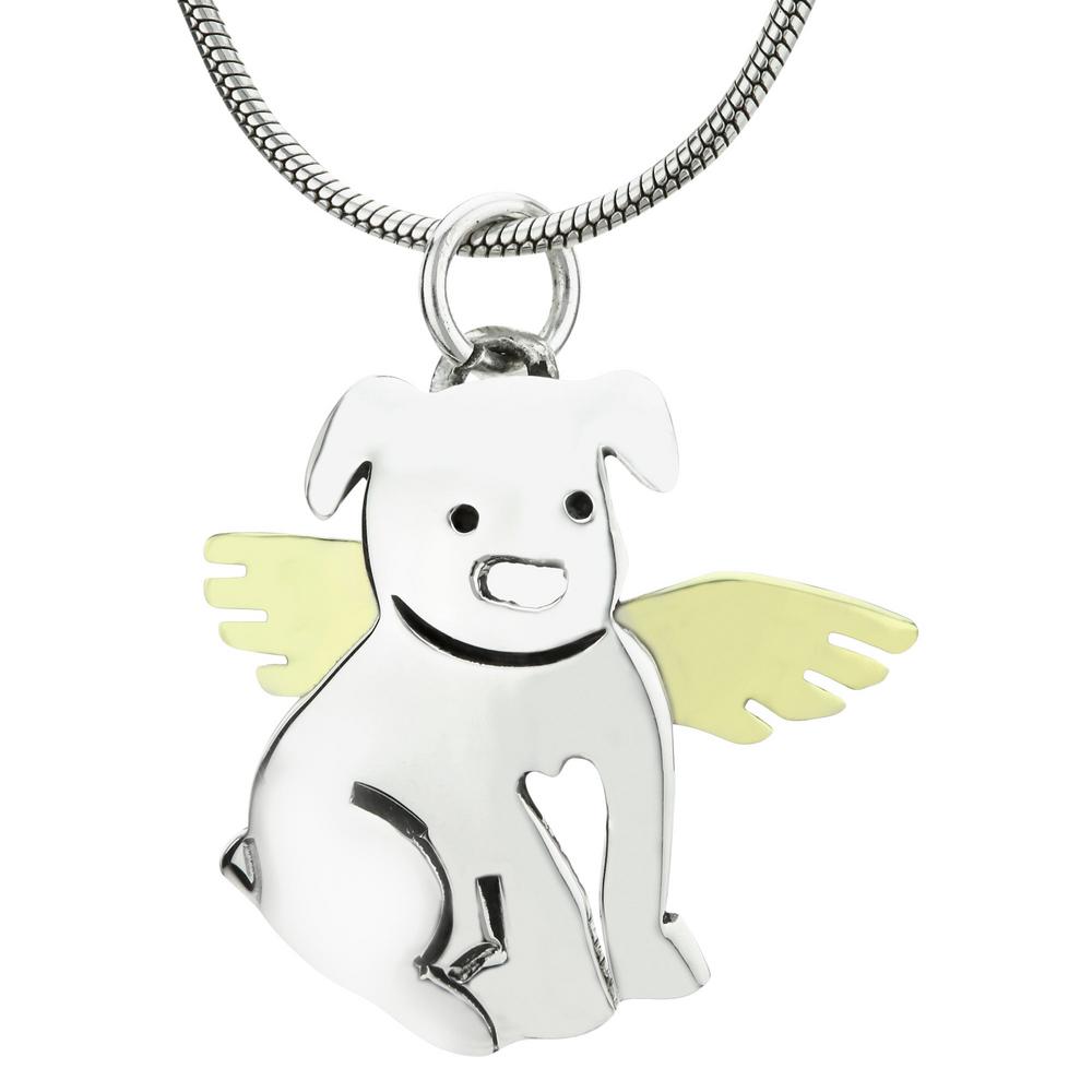Angel Dog Brass & Sterling Necklace - Aaria Tees Aaria Tees