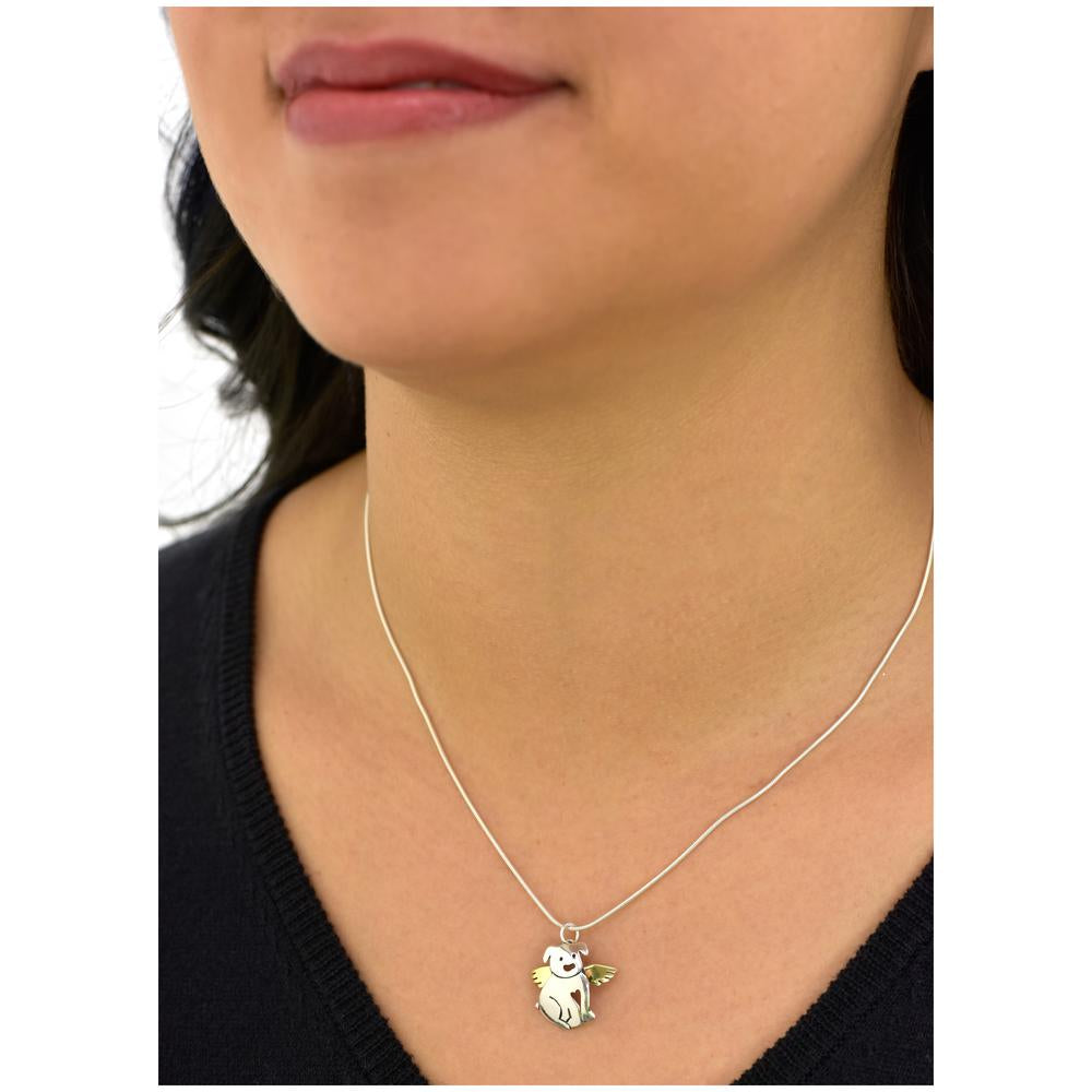 Angel Dog Brass & Sterling Necklace - Aaria Tees Aaria Tees