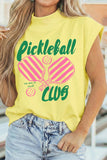 Yellow Pickleball Club Game Day Graphic Mock Neck Top Aaria Tees