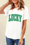White Checkerboard LUCKY Graphic St Patrick Tee Aaria Tees