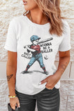White SHOT CALLER WANNA BE A BALLER Casual Graphic Tee Aaria Tees