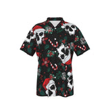 Christmas Skull Men's Hawaiian Shirt | Holiday Biker Style - Aaria Tees Aaria Tees