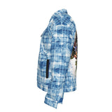 Steampunk Skull Blue Plaid Women's Jacket | VCMCo. - Aaria Tees Aaria Tees