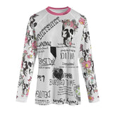 Girl's Pink Flower Skull #dirtshirt T-Shirt | Dirt Bike Riding Shirt | Young Adult Motocross Tee - Aaria Tees Aaria Tees