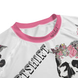Girl's Pink Flower Skull #dirtshirt T-Shirt | Dirt Bike Riding Shirt | Young Adult Motocross Tee - Aaria Tees Aaria Tees