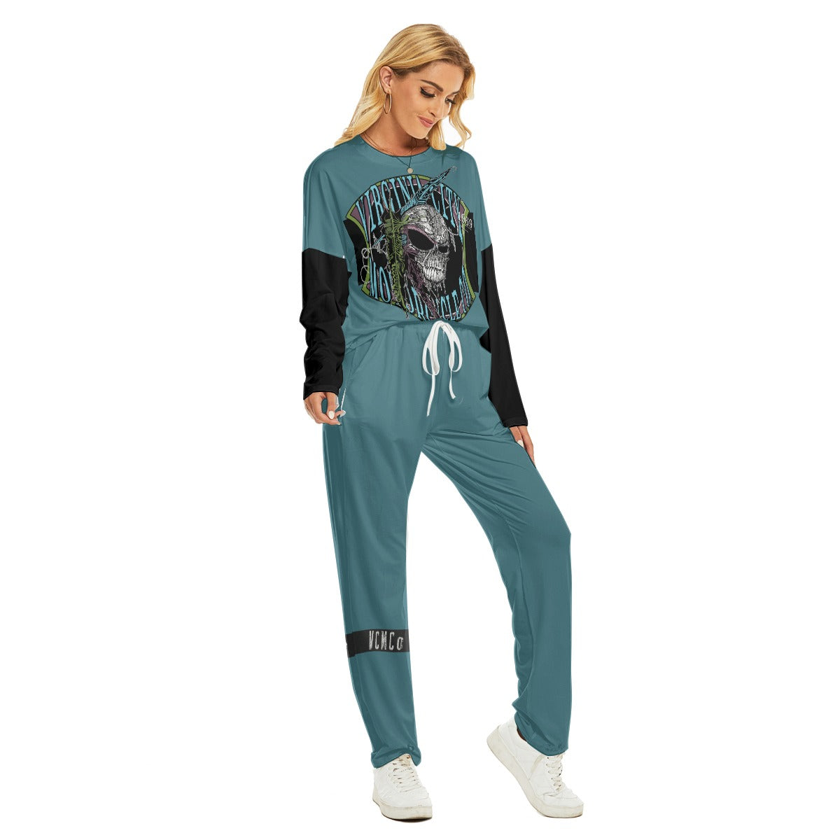 Indian Brave Dark Teal Top and Bottom PJ Loungewear Set - Aaria Tees Aaria Tees