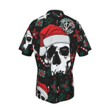 Christmas Skull Men's Hawaiian Shirt | Holiday Biker Style - Aaria Tees Aaria Tees