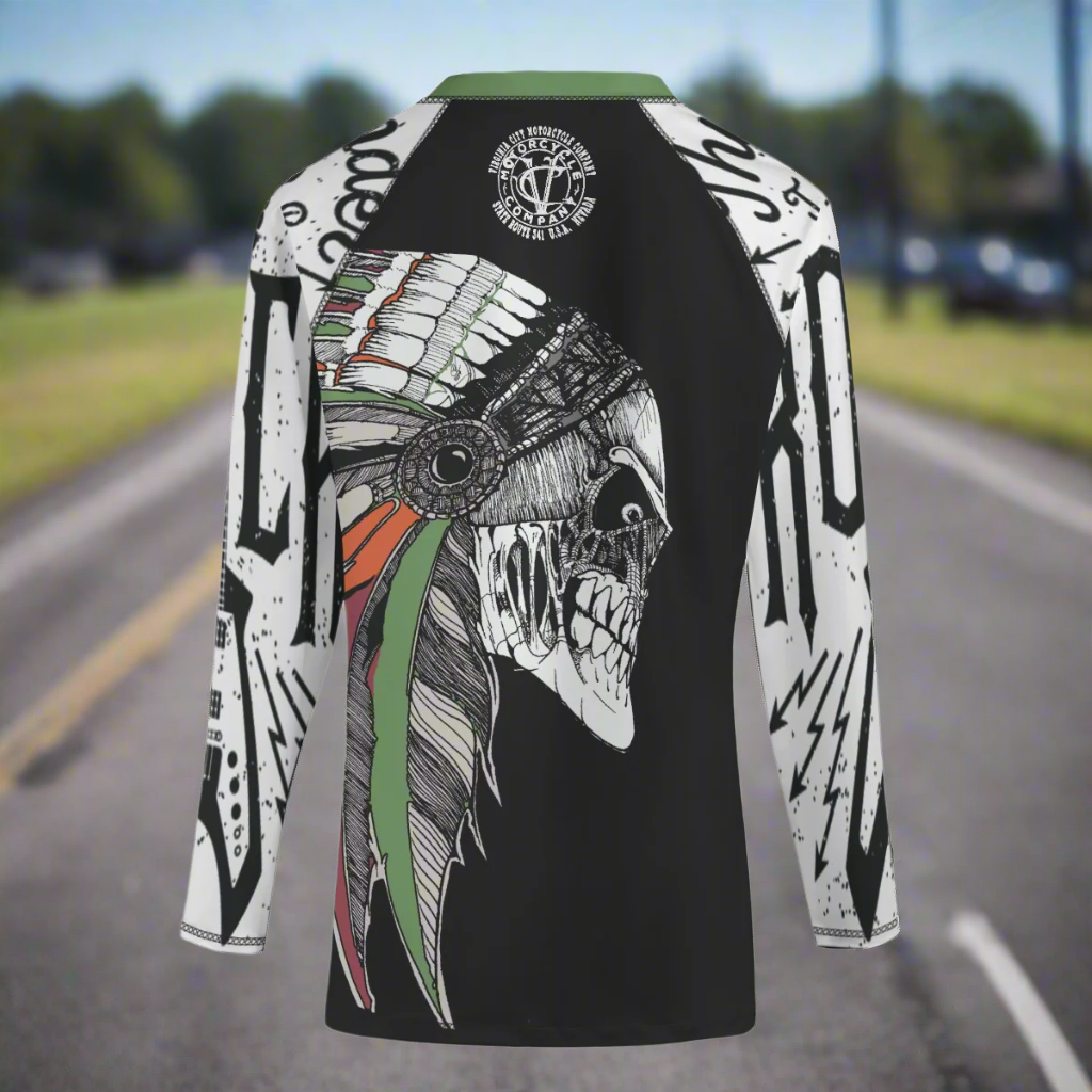 Indian Chief Skull #dirtshirt Men's Long Sleeve Active Shirt | Ride Every Monday - Aaria Tees Aaria Tees