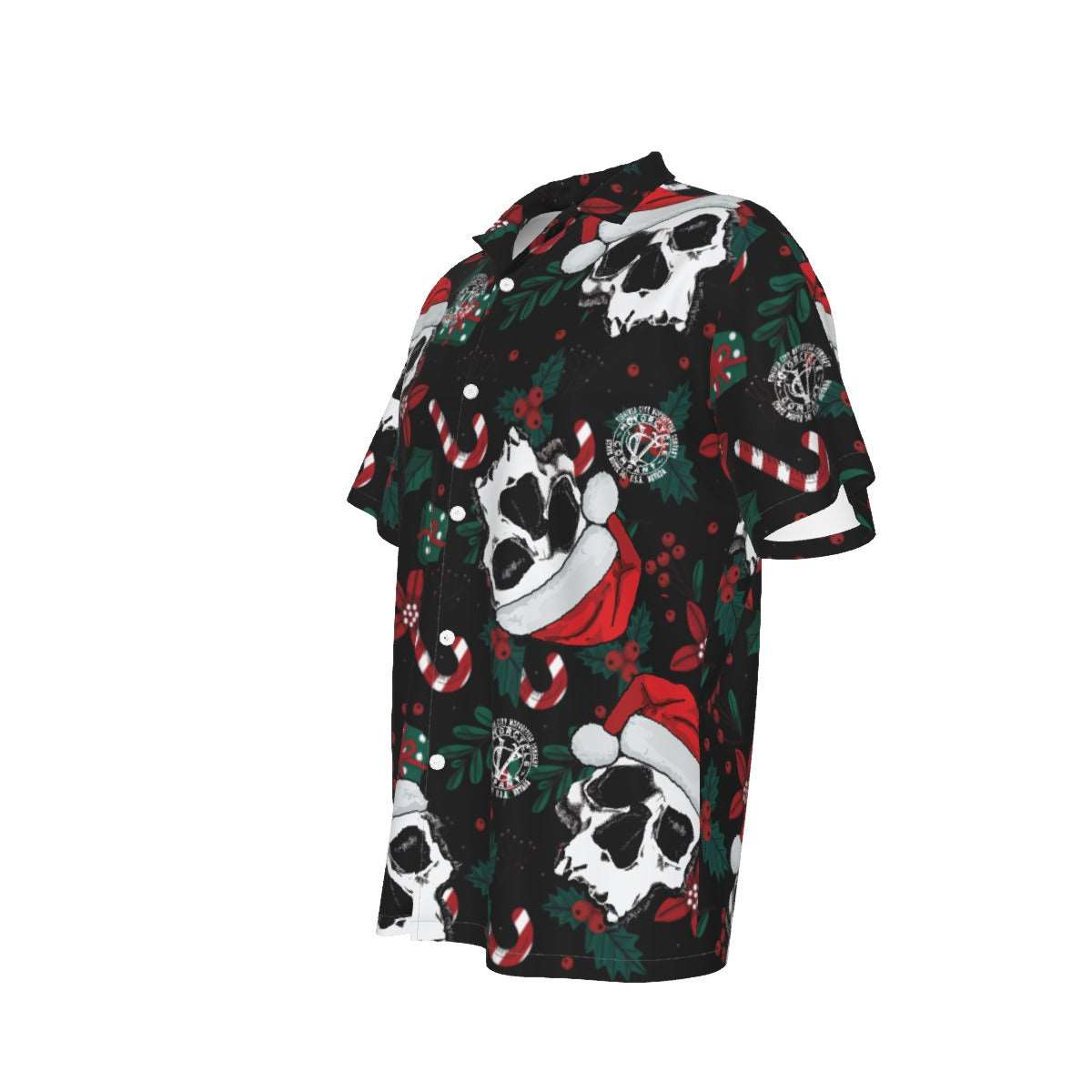 Christmas Skull Men's Hawaiian Shirt | Holiday Biker Style - Aaria Tees Aaria Tees