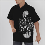 Men's Black and Skull Hawaiian Button Up Shirt |Year-Round Biker Style - Aaria Tees Aaria Tees