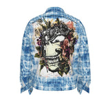 Steampunk Skull Blue Plaid Women's Jacket | VCMCo. - Aaria Tees Aaria Tees