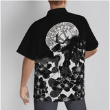 Men's Black and Skull Hawaiian Button Up Shirt |Year-Round Biker Style - Aaria Tees Aaria Tees