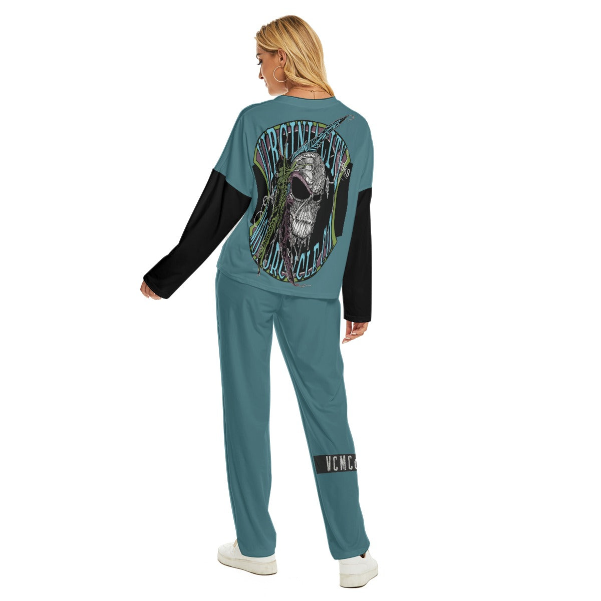 Indian Brave Dark Teal Top and Bottom PJ Loungewear Set - Aaria Tees Aaria Tees